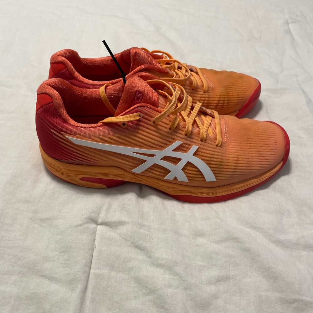 Asics Orange and Red Athletic Shoes with Mesh Upper